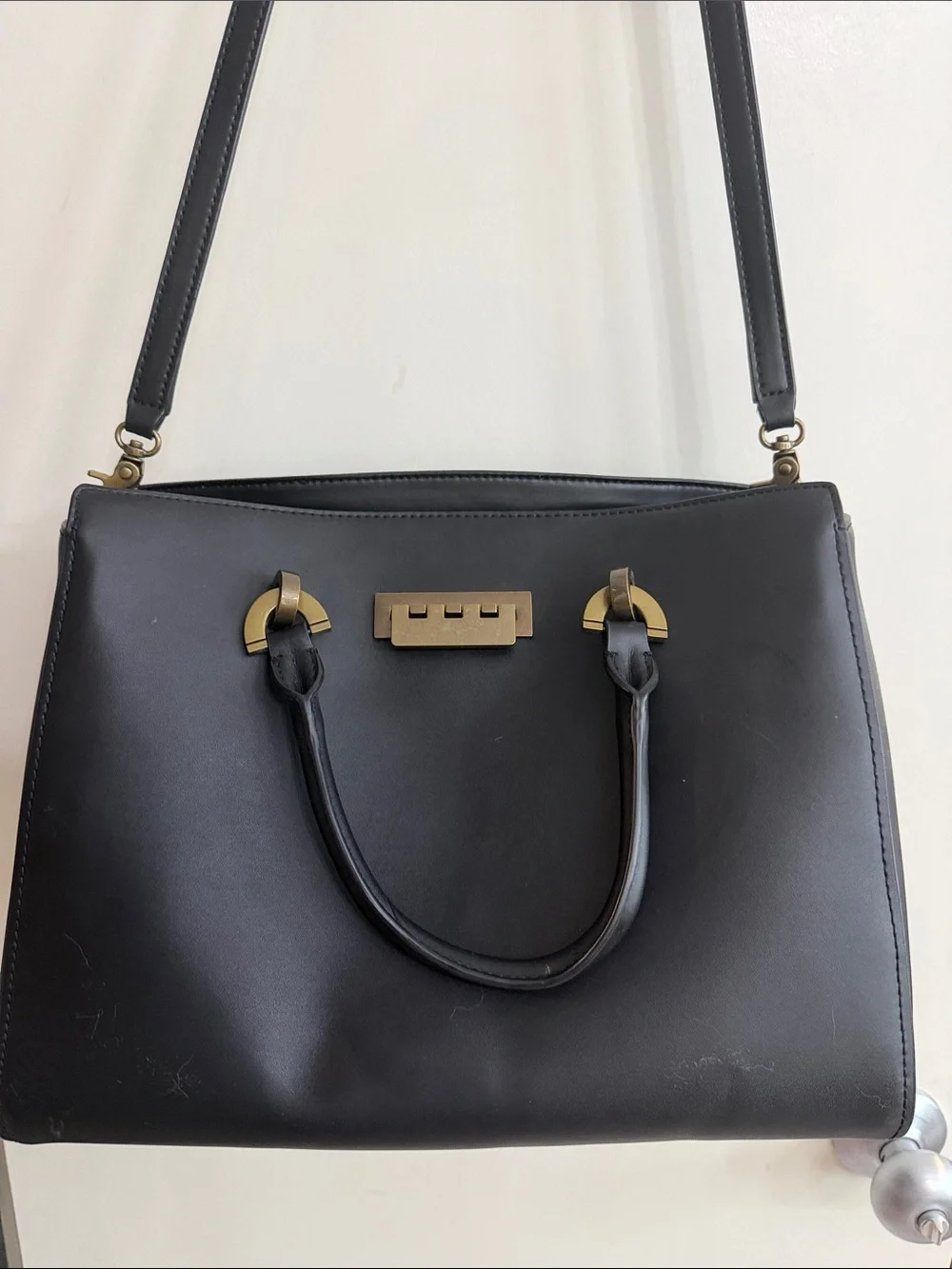 Zac Posen Black Satchel with Gold Hardware